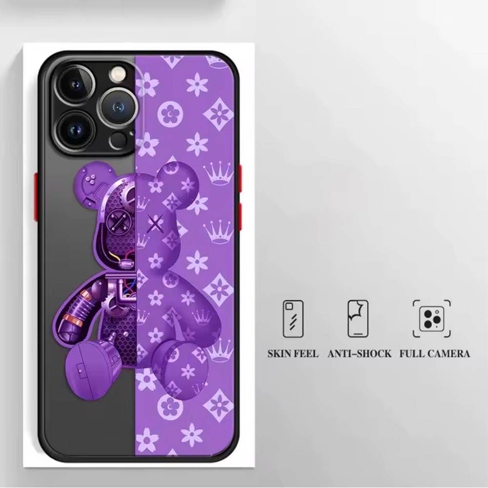 iPhone 16 Pro Max Case 3D Bear Purple Violet Shockproof Designer Style
